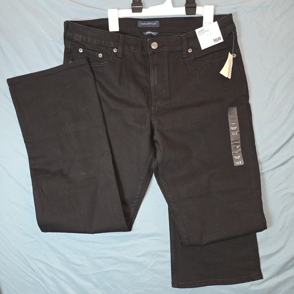 NEW NWT Aero Aeropostale men's 16R skinny black jeans classic denim